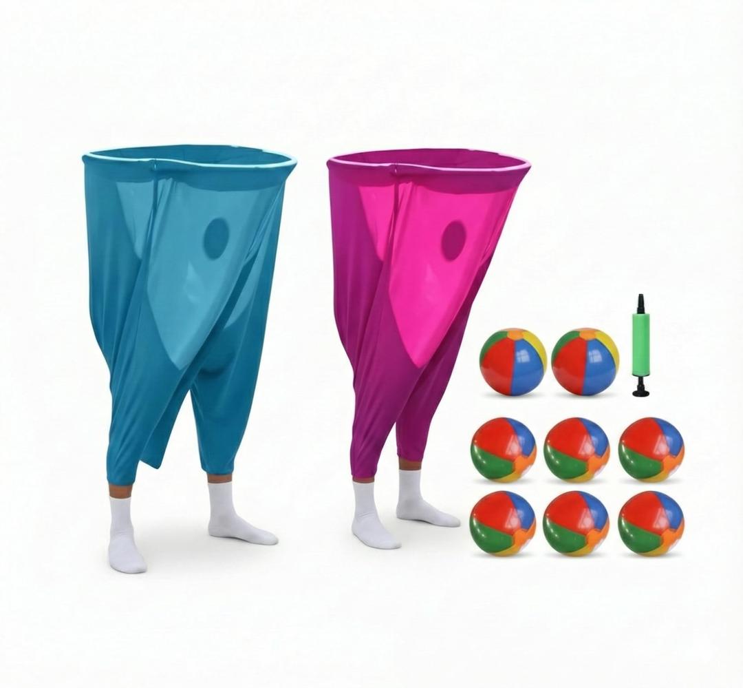 Granny Pants Yard Game, 2026 New Granny Pants Outdoor Game, 2pcs Giant Pants with 8 Bouncy Balls and Pump Set, Funny Giant Party Game for Adults, Lawn Field Game Set Gifts, Family Backyard Games