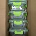 C CREST Glass Containers for Food Storage with Lids, [10-Pack] Meal Prep Containers for Kitchen, Home Use, BPA Free (Green)