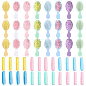 48 Pcs Mini Wet Hair Brush & Mini Combs Set, Bridesmaid Gifts, Spa Party Supplies, Hair Brush 24 Detangler Small Brushes 24 Plastic Combs