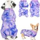 Lukovee Recovery Suit for Dogs, Zipper On Recovery Suit for Female Male Dog, Onesie Abdominal Wounds Cone E-Collar Alternative Prevent Licking Spay Recovery Suit (Medium, Purple Tie-dye)
