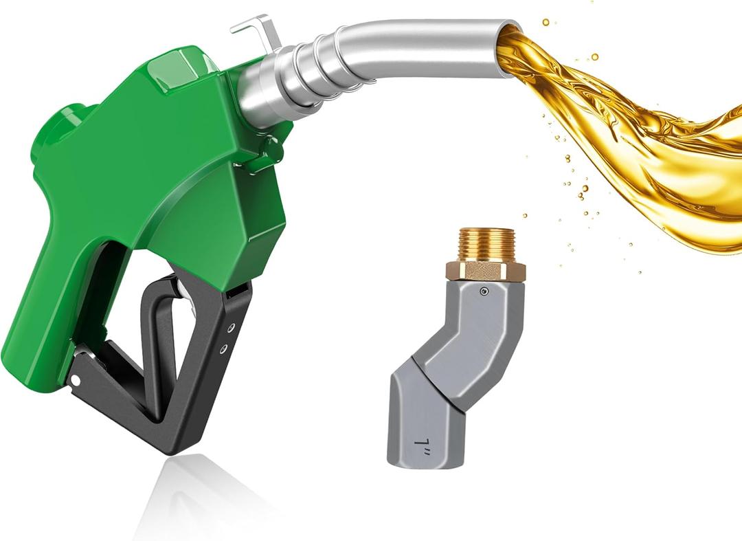 Automatic Fuel Nozzle, Auto Shut-Off Fuel Nozzle, High Spout Car Fuel Filling Nozzle Used for Diesel Petrol Gasoline Kerosene (1pack Green, 1'' NPT with Swivel)