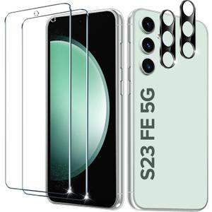 iVoler 2 Pack Tempered Glass for Samsung Galaxy S23 FE 5G 6.4'' Screen Protector with Camera Lens Protector, Anti-Scratch Case Friendly Clear HD Film