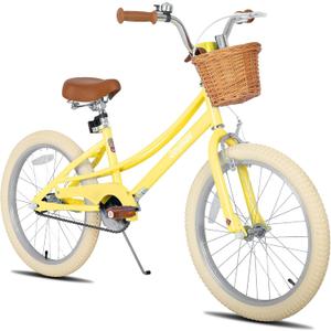 JOYSTAR 20 inch Kids Bike for 7-10 Years Girls, Girls Bike with Basket & Kickstand, Kids' Bicycle Yellow