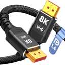 8K 4K DisplayPort Cable 1.4, 6.6FT DP Cord (VESA Certified, 8K@60Hz, 4K@144Hz, 2K@240Hz/165Hz), 32.4Gbps High Speed Display Port Cable for Gaming Monitor, HDR/FreeSync/G-Sync, Braided, Black