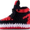 Diaper Book Club Baby Sneakers Crochet Hypebeast Shoes for Toddler Sneakerheads, Soft Booties for Boys & Girls, Designer Kids Fashion, Breathable & Comfortable Children's Kicks (0-3 Months Infant, Retro - Red)
