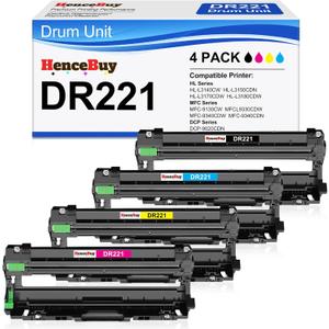 DR221CL Drum Unit (Not Toner) 4-Pack Replacement for Brother DR221CL DR-221CL DR221 DR 221 CL for HL-3140CW HL-3170CDW HL-3180CDW MFC-9130CW MFC-9330CDW MFC-9340CDW DCP-9020CDN Printer