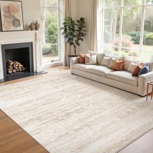 Soalmost 8x10 Area Rugs for Living Room, Washable Neutral Rug Beige Ivory