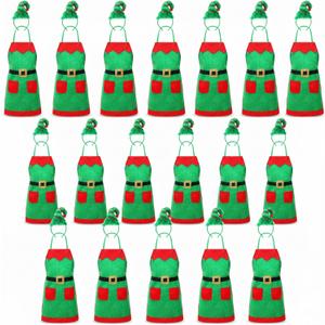 Toulite 36 Pcs Christmas Elf Aprons and Elves Headband Sets Bulk Elf Costume Headwear for Christmas Party (Green)