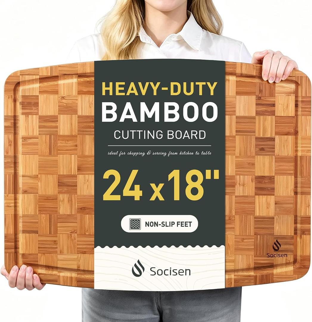 Extra Large Bamboo Wooden Cutting Board Wood Cutting Boards for Kitchen, 23.5"L x 18"W