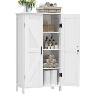 43.3" H Farmhouse Bathroom Storage Cabinet with Adjustable Shelves, 11.8"D x 23.6"W x 43.3"H
