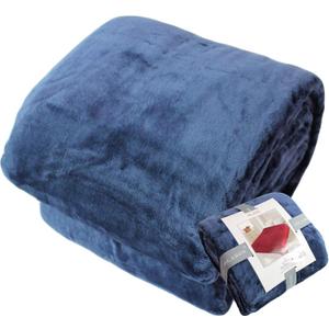 Queen Blanket 430 GSM Extra Large for Fall Winter Spring All Season Cozy Warm Soft Medium Weight Thermal Thick Flannel Fleece for Couch Bed Sofa 88 x 95 inches by SOLARON (Navy, 1)