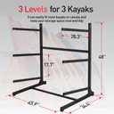 JY PERFORMANCE Kayak Storage Rack, Freestanding Heavy Duty 3-Tier Rack for Kayaks Canoes SUP Paddleboards, Indoor Outdoor Garage Dock Shed Weather-Resistant Kayak Holder