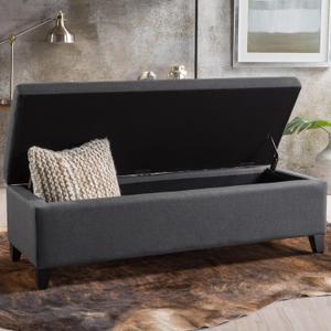 Storage Ottoman Bench, Large Ottoman Bench for Bedroom End of Bed,Living Room, Entryway, Hallway, Foot Rest Stool with Storage, Gray (19.25"D x 50.5"W x 15.75"H)