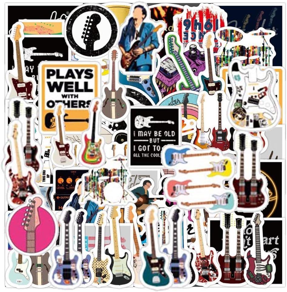 Love Guitar Stickers Fender Electric Guitar Stickers 50 Pcs Water Bottle Waterproof Cool Aesthetic Vinyl Laptop Luggage Skateboard Computer Stickers for Teens Boys Adult(Guitar)