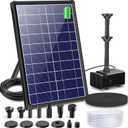 Biling 8W Solar Fountain Pump, Solar Water Pump with 3600mAh Battery Backup Work All Day, 5ft Tubing 5 Nozzles, Solar Fountain for Bird Bath, Garden Pond, Fish Tank and Hydroponics