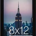 Frame Amo 8x12 Black Modern Picture Frame, 1 inch Border, Acrylic Front, for Wall or Table