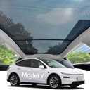 Wetravel Glass Roof Sunshade for Tesla Model Y Juniper 2025-2026, One-Piece Breathable Mesh Roof Shade, Custom Fit UV and Glare Reduction, Lightweight Foldable Sunroof Cover with Clips and Storage Bag