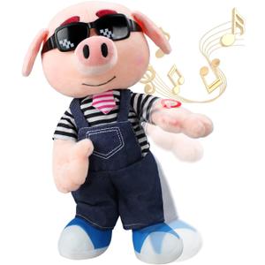 SdeNow Pig Stuffed Animal, Waving Singing Dancing Pig Plush Interactive Toys, Fun Animation Baby Stuffed Animals Electronic pet Pig Toys Kids Gifts