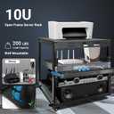 Upgraded 10U Server Rack - 19.7L x 18.8W x 23.4H Open Frame Network Rack, Wall-Mountable & Freestanding with 4 Swivel Casters & 2 Shelves, for Computer/Data/IT/Stereo Equipment, New Model