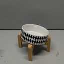 Petygooing Elevated/Raised 15°Slanted Ceramic Dog Bowl for Small and Medium Breeds, Tilted Anti Slip Pet Bowl,Food Water Dish with Stand for Cats and Dogs (28 OZ/3.6 Cups) Black Rhombus