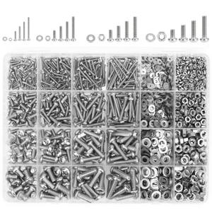 1285 Pieces M2 M3 M4 M5 Screws Nuts Washers Assortment Kit, Metric Screw Set, Bolts and Nuts, Machine Screws, Fully Machine Thread (Silver, Phillips Pan Head Machine Screws Kit)