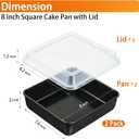 8" x 8" Baking Pan with lid, Stainless Steel Square Cake Pan 2 Pack