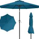 10FT Patio Umbrella, Outdoor Umbrella with Push Button Tilt and Crank, 8 Sturdy Ribs, UV Protection & Waterproof Market Umbrella for Pool, Backyard, Beach,Deck (Lake Blue)