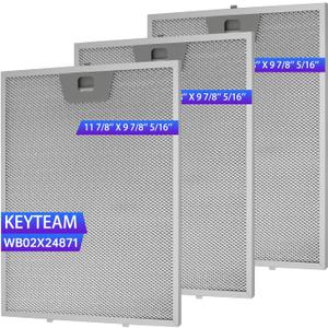3 Pack-GE Range Hood Filter Replacement WB02X24871,(11-7/8"10-1/5"5/16" Metal Grease Filters), Compatible with GE JVW5361EJ1ES JVW5361EJ2ES JVW5361SJSS JVW5361BJ1TS