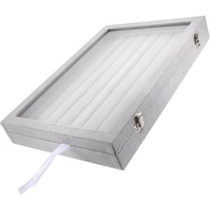 Ring Storage Box Stackable Jewelry Organizer Trays Large Jewelry Box Display Case (Light Grey)