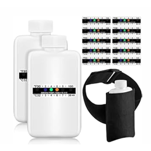 14 Pcs Urine Show Complete Kit 2 Portable Empty Bottles 10 Adhesive Temperature Show Strip Hidden Leg Strap Urine Oxford Pouch Urine Test Bottles (Simple Style)