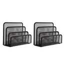 wishacc Folder Holder Desk, 2 Pack Mail Organizer Letter Holder for Desk Metal Mesh with 3 Vertical Upright Compartments