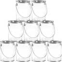 Hedume 9 Pack Clear Paint Can Containers with Metal Lids, 5 Inches Tall Empty Paint Storage Cans, Quart Size Decorative Faux Paint Pails, Great for Party Favors, Decor and DIY