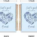 JXREQ Blue Coquette Bow Coastal Beach Notebook, Preppy Ocean Journal, Coastal Seashell Conch Journal, Blue Aesthetic Beachy Office Supplies, Just a Girl Who Loves the Beach Spiral Notebook 5.5x8.3
