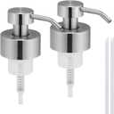 Foam Soap Dispenser Pump Replacement (2-Pack) - 44mm/1.7" Thread Compatible, Stainless Steel Heavy-Duty Rustproof Foaming Pumps for Thick Liquids
