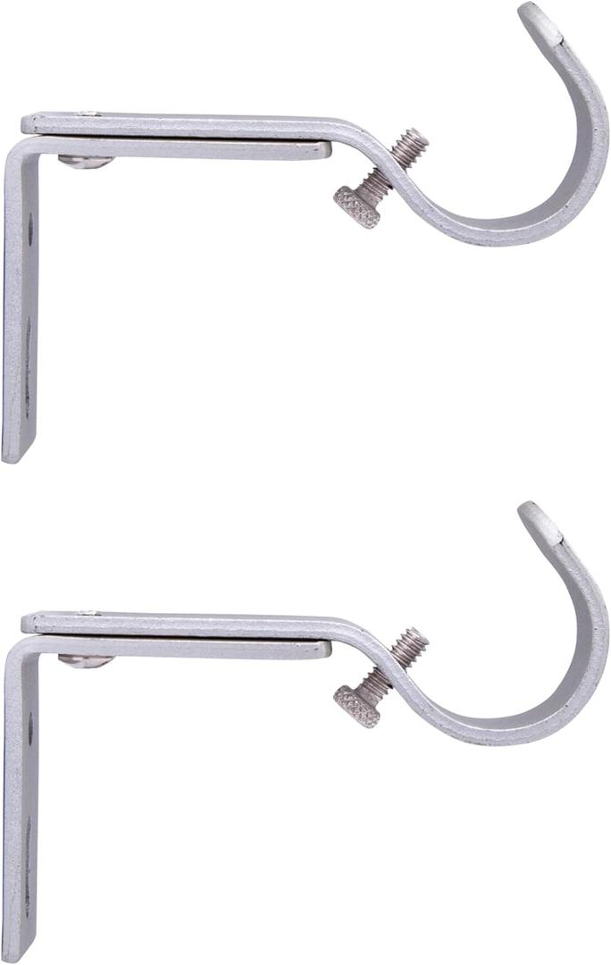 Kenney 1" Adjustable 3.5-4.5" Curtain Rod Mounting Brackets, Set of 2, Satin Nickel
