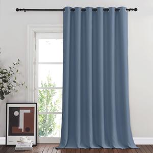 NICETOWN Stone Blue Blackout Sliding Door Curtains, Grommet Thermal Curtain Window Treatment Room Divider Drape Sound Reducing for Patio Door/Living Room, 1 Panel, W80 x L90