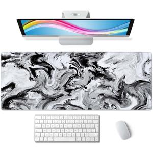 Abstract Brush Stroke Texture Desk Pad Black and White Large Mouse Pad Gaming Mousepad Extended XL Keyboard Pad 31.5 x 11.8 in Laptop Computer Mouse Keyboard Mat for Office Desk Decor