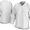Essential Blank Hockey Jersey with Stripes Stitched Letters, Breathable Mesh, Durable Polyester, Adult (3X-Large, White)
