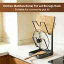 Pot Lid Holder,304 Stainless Steel Pot Lid Holder While Cooking,Kitchen Pot Lid Storage Rack, Removable Drip Tray, Multifunctional Kitchen Organizer Stand for Countertop (White, Double-layer)