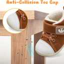 FEETCITY Baby Boots Boys Girls Infant Slippers Cozy Fleece Boots First Walking Shoes Warm Socks Newborn Crib Shoes (0-6 Months Infant, Brown)