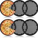 AKOLAFE 6 Pack 12 Inch Pizza Pan for Oven Round Pizza Pan with Holes Large Pizza Tray Set Carbon Steel Non Stick Pizza Plates Perforated Pizza Baking Sheet Personal Metal Platter for Grilling, Cooking