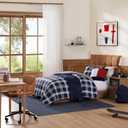 Tommy Hilfiger - Twin/Twin XL Comforter Set, 100% Soft & Smooth Reversible Bed Set, Plaid Bedding for Year Round Comfort, 2 Piece Bedding with Matching Pillowcase (Huntingdon Plaid Blue)