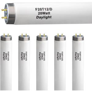 6Pack F20T12/D Daylight 24 inch 20 watt T12 Straight Fluorescent Light Tube, 1350 Lumens, 6500K Daylight, Medium Bi-Pin G13 Base