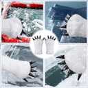 codree 2 Pcs Ice Scraper with Glove- Faux Fur Car Windshield Scraper Mitt- Snow Scraper Gloves for Cars Winter Snow and Ice Remover (White)