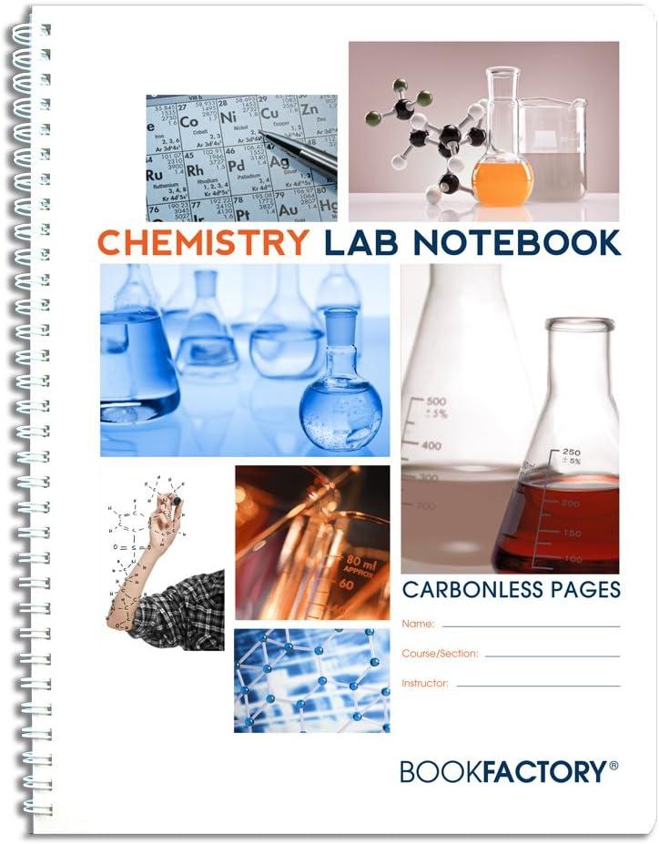 BookFactory Carbonless Chemistry Lab Notebook - 100 Sets of Pages (8.5'' X 11'') (Duplicator) - Scientific Grid Pages, Durable Translucent Cover, Wire-O Binding (Made in USA)
