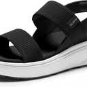 Vilanva Women's platform sandals Comfortable Cushioned Walking Shoes with Soft Insole Backstrap Casual Open Toe Summer Sandals Black, Size 8