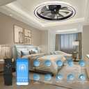 Aipsun 26" Low Profile Modern Crystal Chandelier Ceiling Fans with Lights and Remote, 3000K-6500K Smart Bladeless LED Fan Light, Black Modern Ceiling Fans with Lights for Bedroom