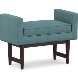 SIMPLIHOME Scott 29" Wide Linen Rectangle Ottoman in Smoky Teal