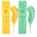 Controller for Wii and Nunchuck Wireless, Remote Controller Compatible for Wii Wii U Console, with Silicone Case and Wrist Strap – Yellow and Green
