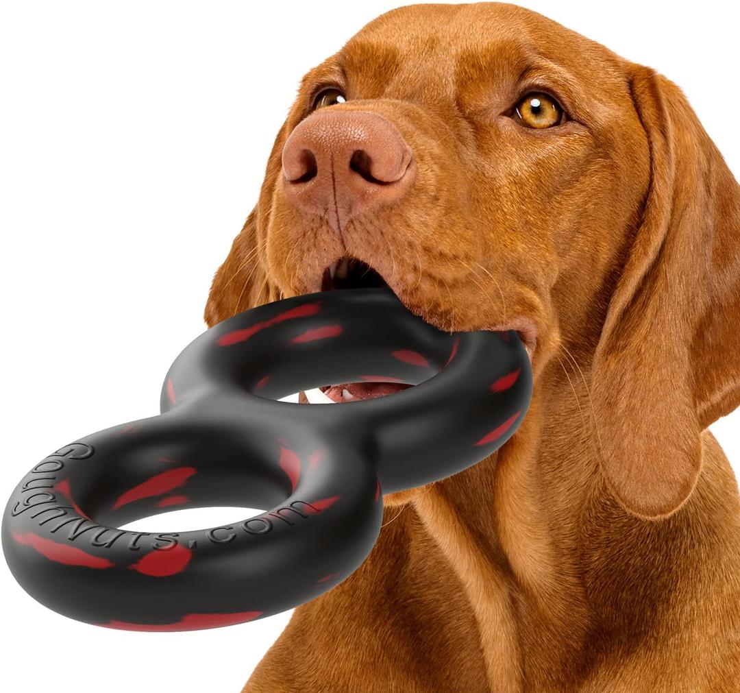 Goughnuts Dog Toys for Aggressive Chewers | Virtually Indestructible Pull Toy for Medium Breeds Such as Pit Bulls and German Shepherds | Heavy Duty Tug Dog Toy | Black